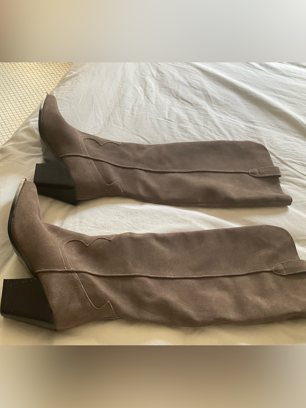 Aerin Brown Suede Knee-High Block Heel Boots